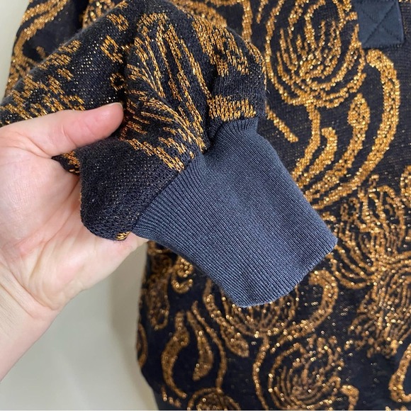 Vintage 80s black & gold metallic sweater 1X - Picture 6 of 11